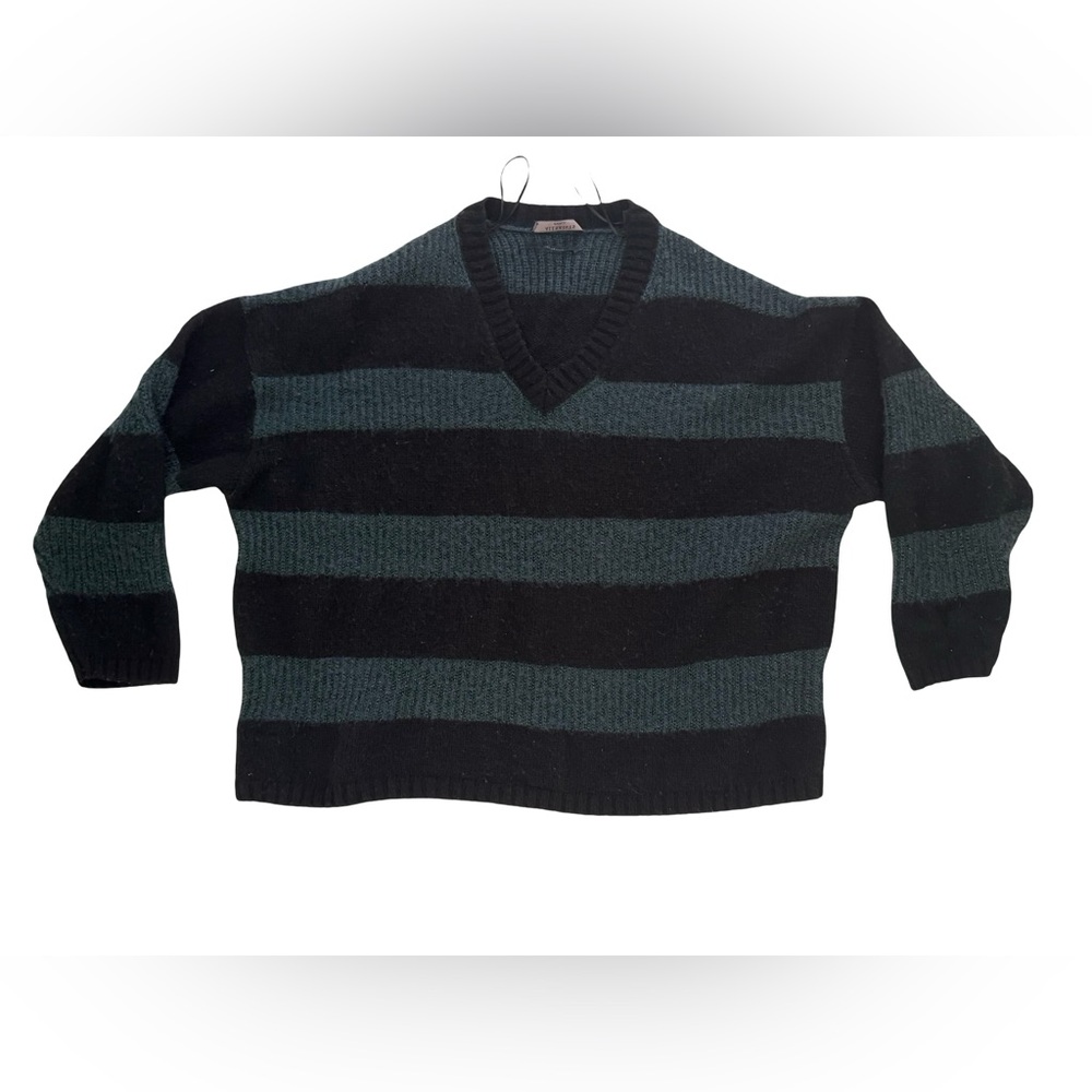 All Saints Black and Gray V-Neck Sweater